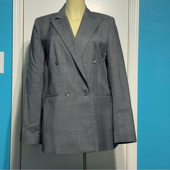 Neiman Marcus Gray Double Breasted Blazer with Notched Lapels 90s Vintage 6 EUC - Picture 2 of 16